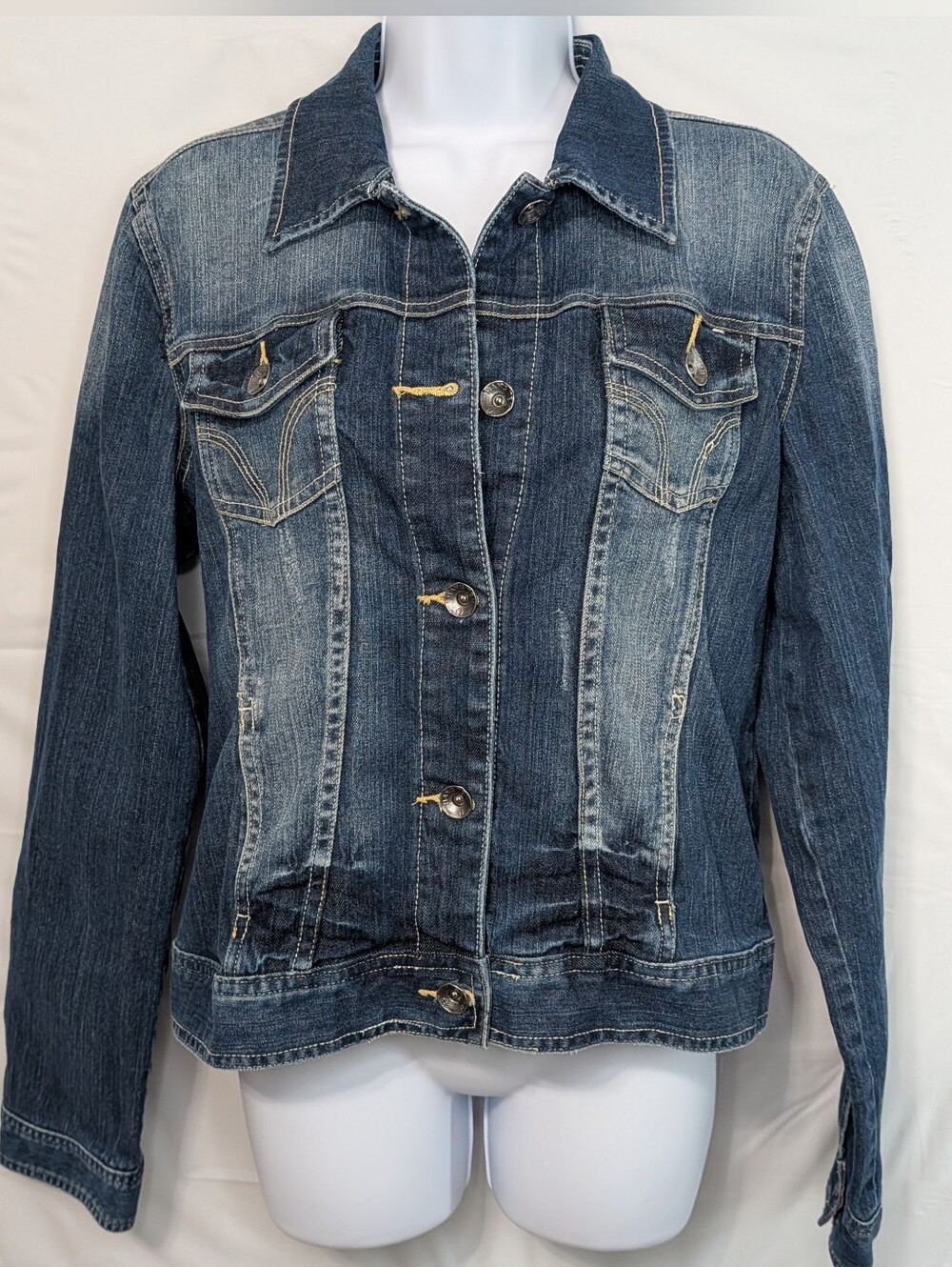 Hang Ten Jean Jacket Womens Large Denim Blue Casual Skater y2k Casual Normcore